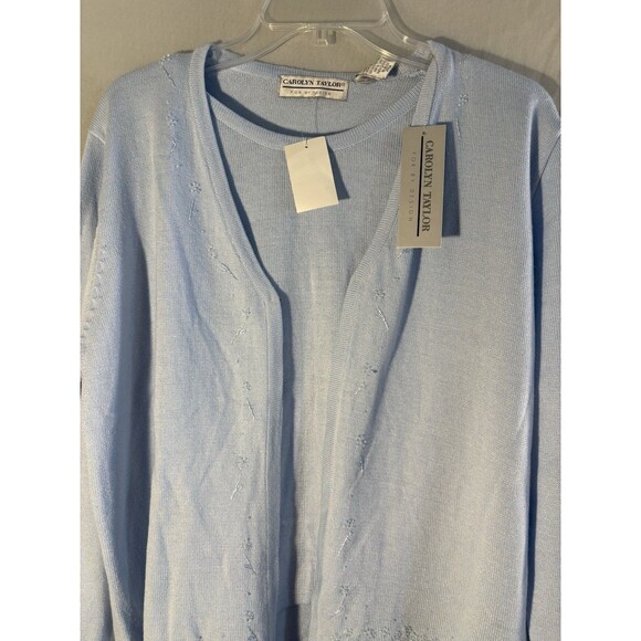Carolyn Taylor Women’s Small Blue Embroidered Cardigan Sweater Set New W/ Tags - Picture 3 of 8